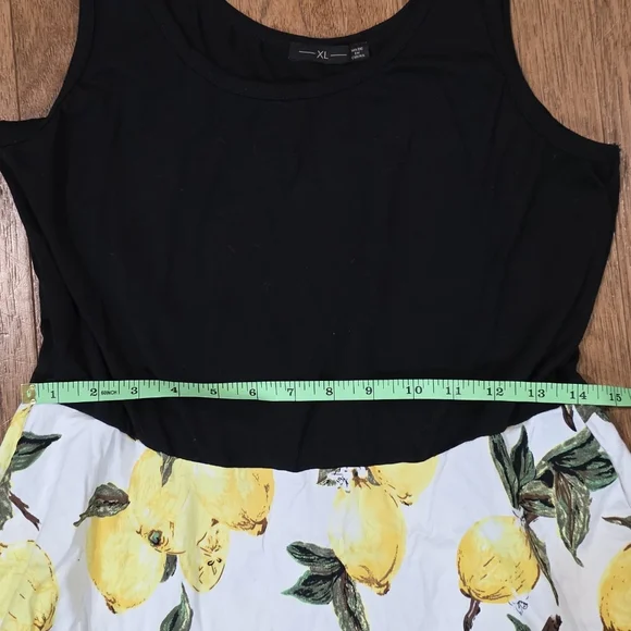 Summer Casual Scoop Neck Lemon A Line Swing Casual Party Dress w/Pockets. XL - Picture 9 of 10